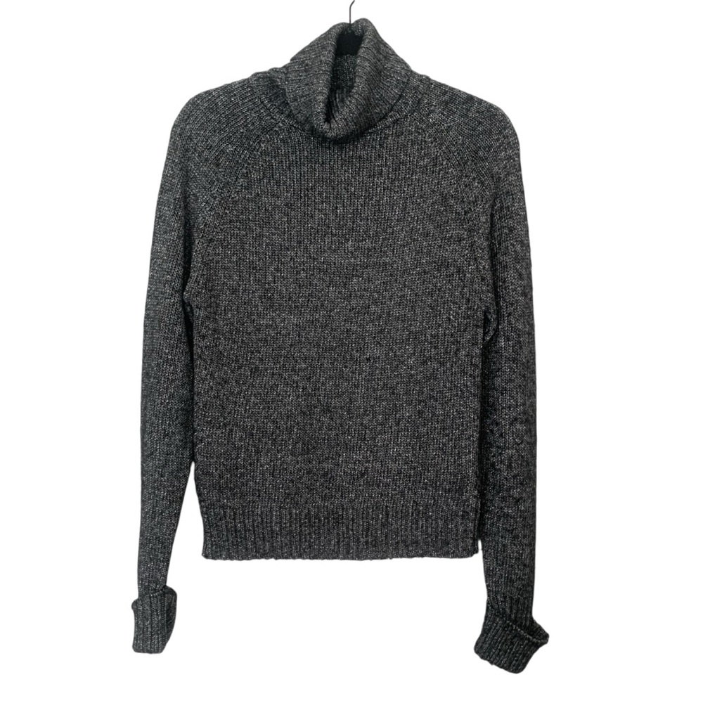 NWT Anthropologie Metallic Silver/Black Turtleneck Wool Blend Women’s XS Sweater